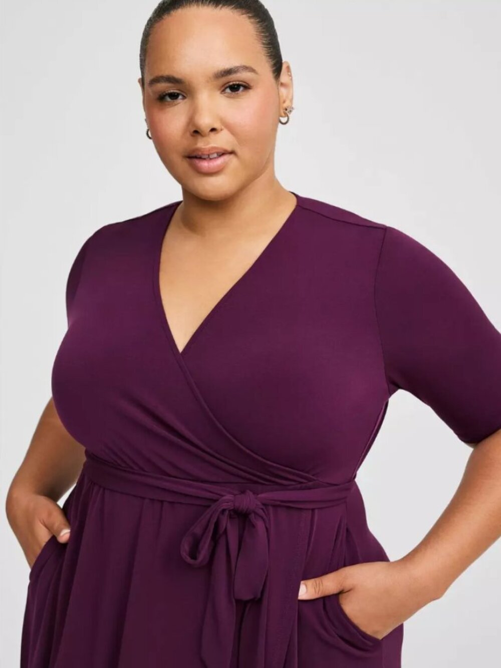 NWT Torrid 6X Midi Studio Knit Surplice Wrap Dress in Winter Bloom Stretch - Picture 4 of 12